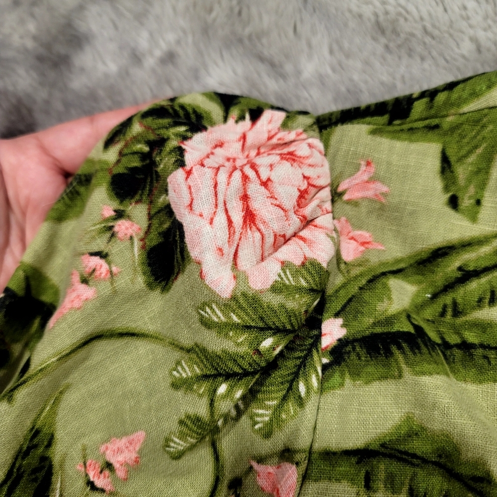 Agua Bendita Peony Print Croped Wrap Top Size Medium - Picture 7 of 15